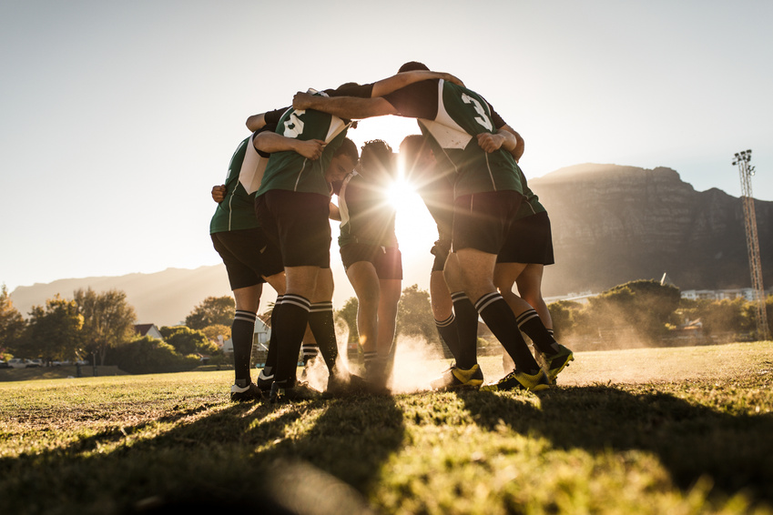 Rugby Players Rejoicing Victory